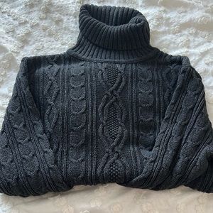 Medium gray turtleneck sweater cable